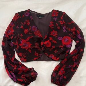 Sanctuary Red and Purple Floral Blouse